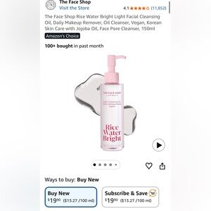 The Face Shop Rice Water Bright Light Facial Cleansing Oil